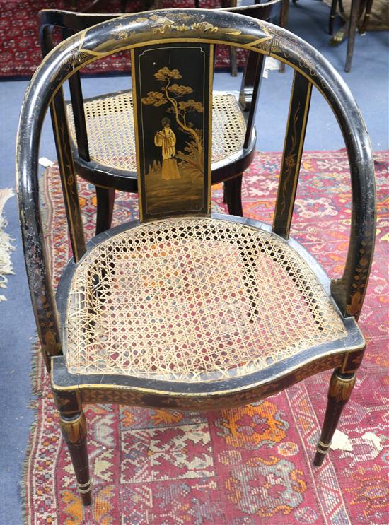 A pair of 1920s lacquer tub chairs
